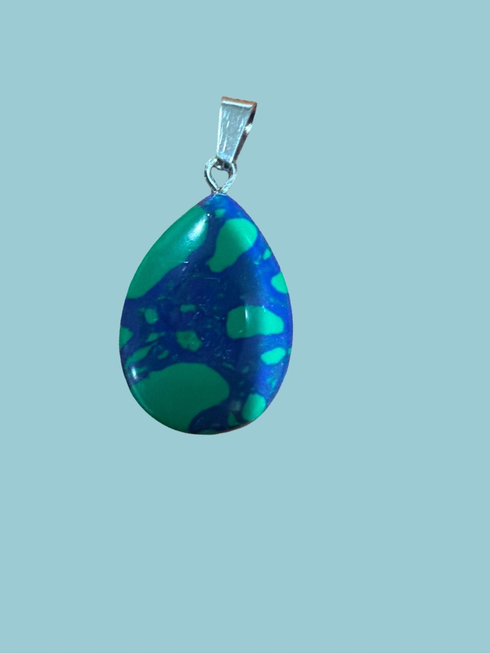 Green and Blue Teardrop Pendant Necklace - Women's Jewelry